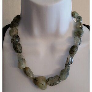 Jay King Chunky Green Prehnite Natural Gemstones Necklace Sterling Silver 925